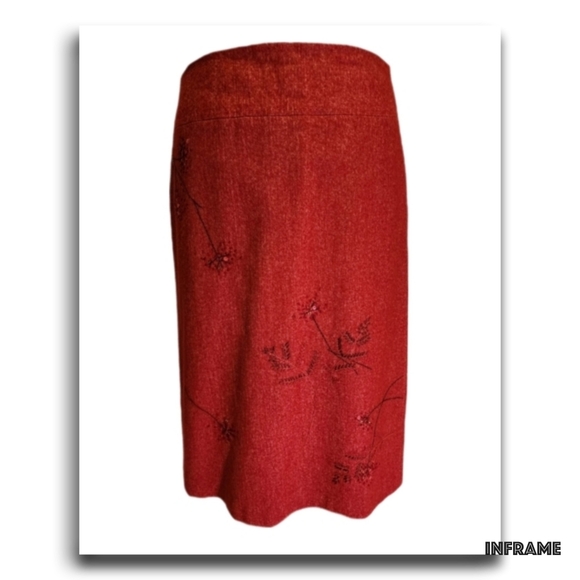 BCBGMaxAzria Wool-Blend Pencil Skirt with Stitch Embroidery - Picture 16 of 16